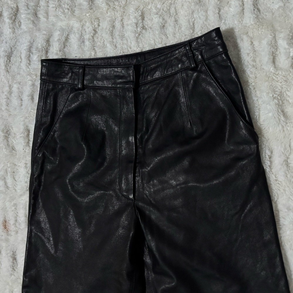 ENVELOPE 1976 Women’s Black Faux Leather Straight- Leg Pants - Picture 11 of 16